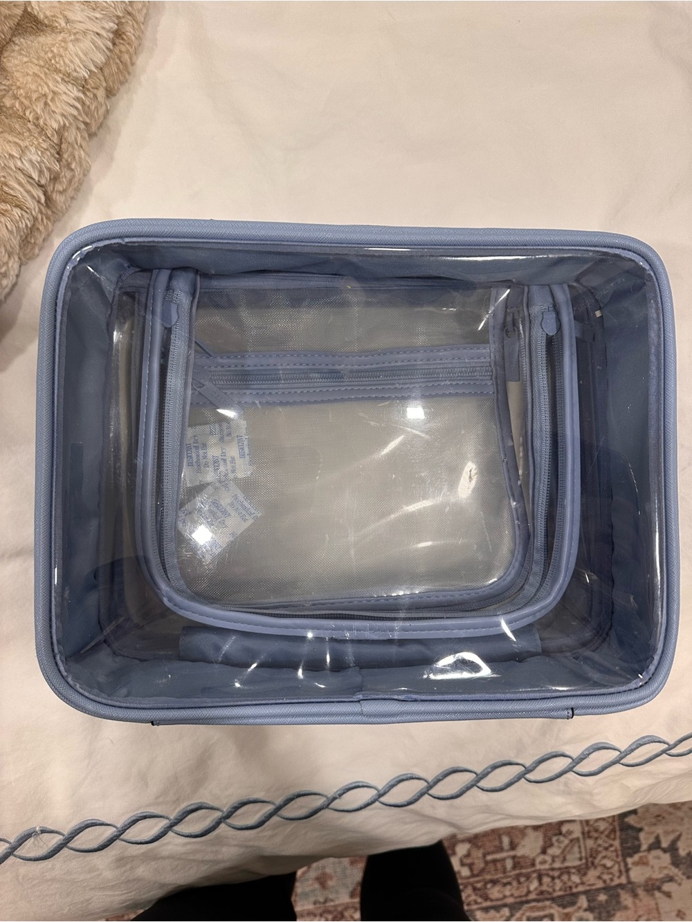 Calpak Clear Travel Case- Large in French Blue